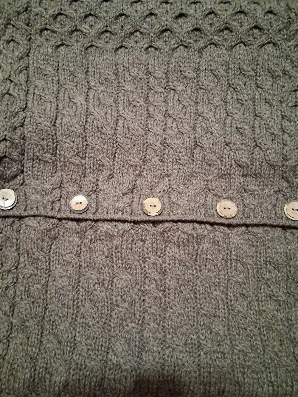 authentic Carraig Donn knitted buttoned snood scarf, Ireland , Merino Wool
